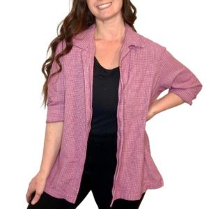 Y2K Houndstooth Pink and Dark Pink Casual Feminine Button-down Shirt XL 12/14.